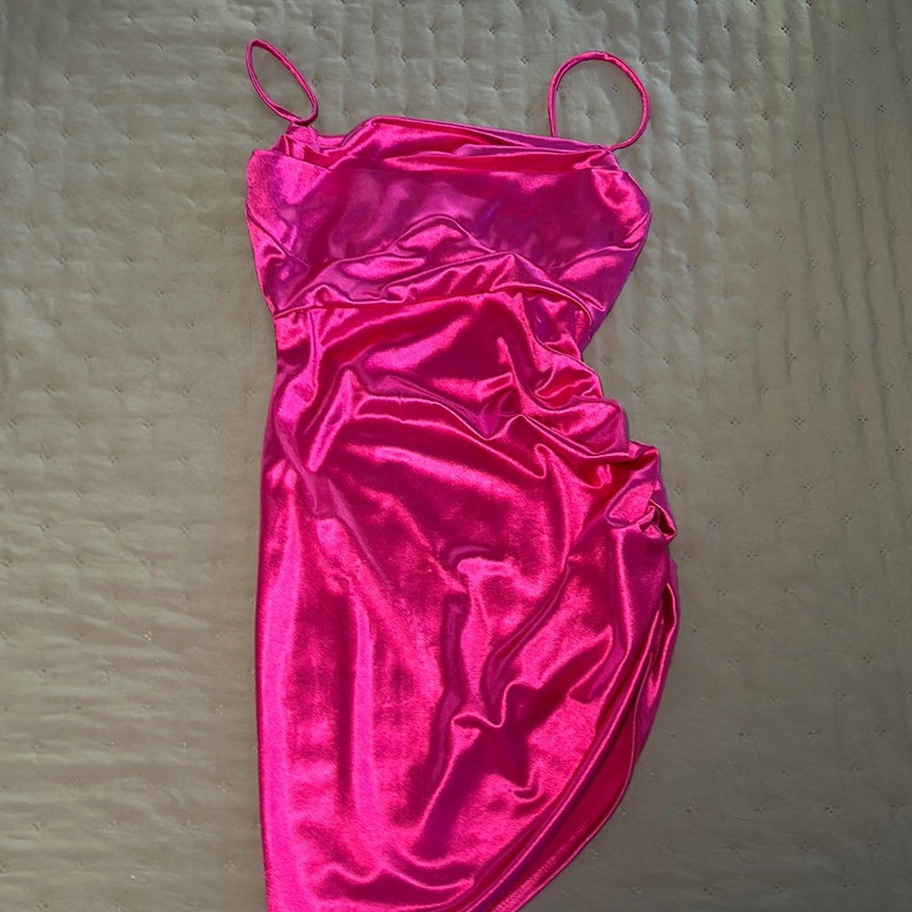 Vibrant Pink Satin Dress